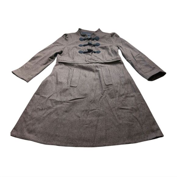 Marc Jacobs Brown Wool A Line Dress with Black Accents Pockets  L - Picture 2 of 13
